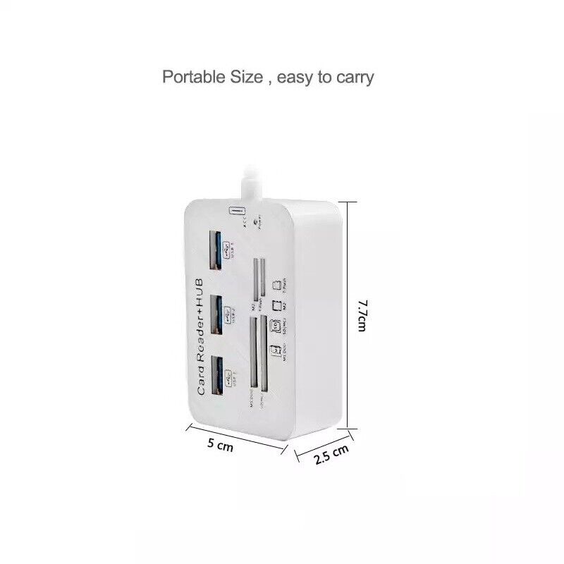 Aluminum 3 Port USB 3.0 Hub with Multi-Card Reader