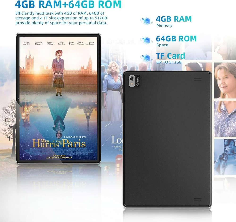 Android 13 Tablet T618 with 4GB RAM, 64GB Storage, Dual Camera, and 6000mAh Battery