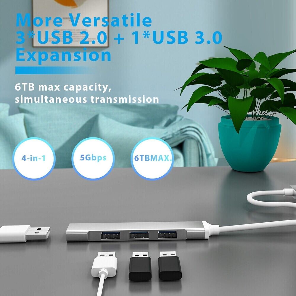 4-Port USB-C Hub Adapter for Multiple Devices