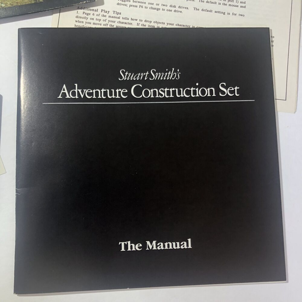 1986 Stuart Smith’s Adventure Construction Set for Amiga - Complete Vintage Gaming Experience
