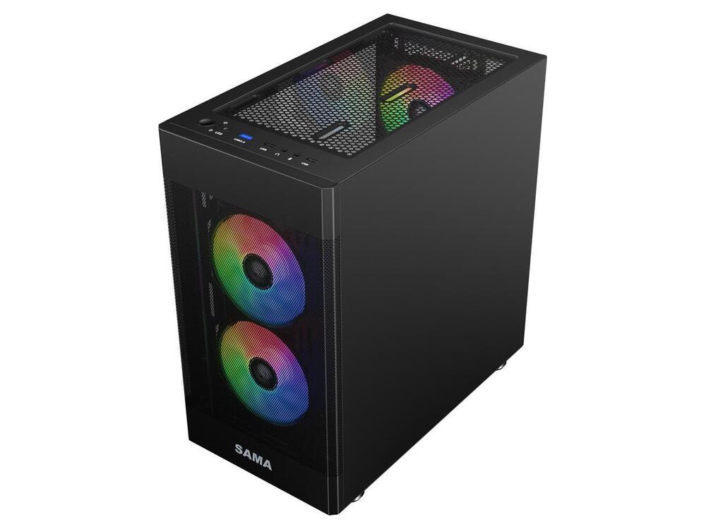 Sama ARGB Q5 Black Micro ATX Tower Gaming Computer Case with 3x120mm RGB Fans