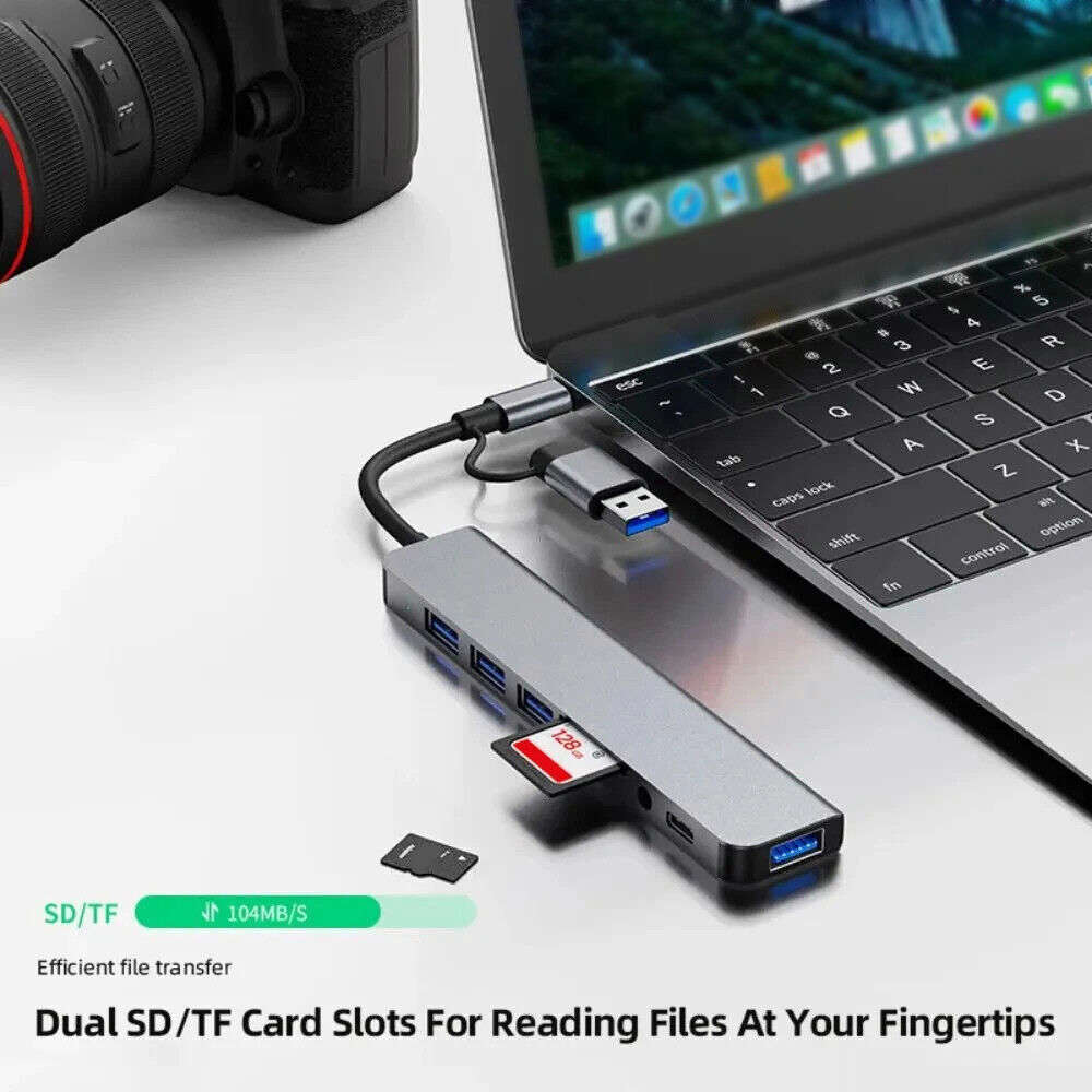 7/8-Port USB C Hub with 5Gbps Speed for PC, Laptop, and Macbook