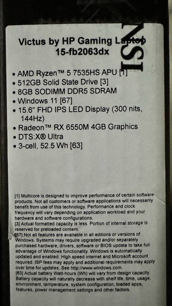 HP Victus 15.6 Gaming Laptop with AMD Ryzen 5-7535HS, Radeon RX 6550M