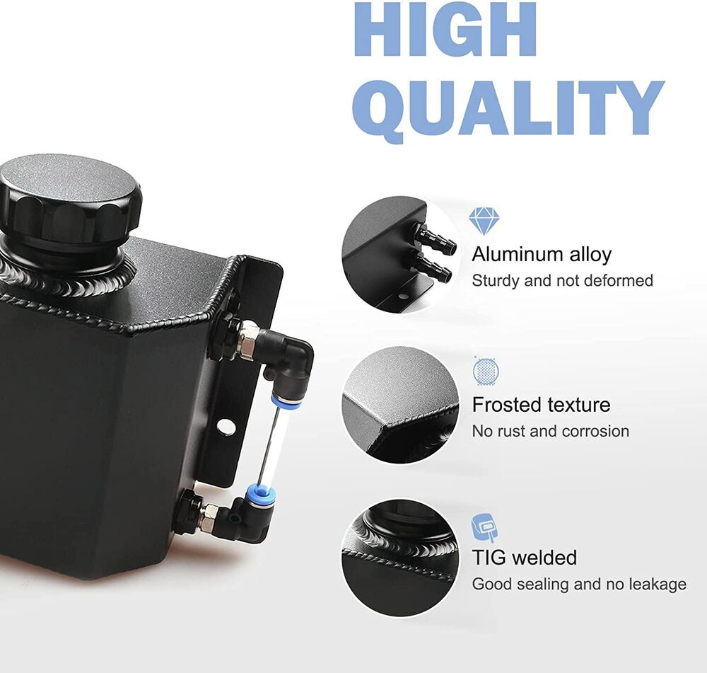 1L Aluminum Radiator Coolant Overflow Bottle - Universal Fit