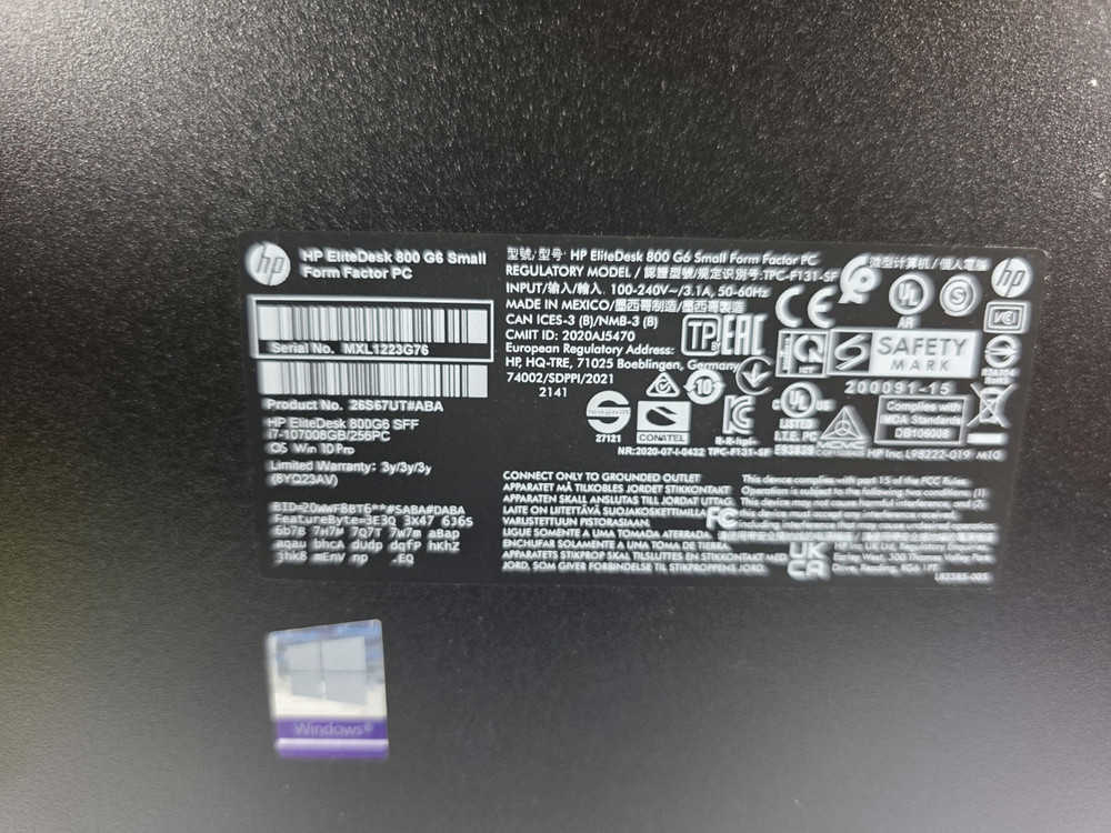 HP EliteDesk 800 G6 SFF Case with Motherboard and Battery