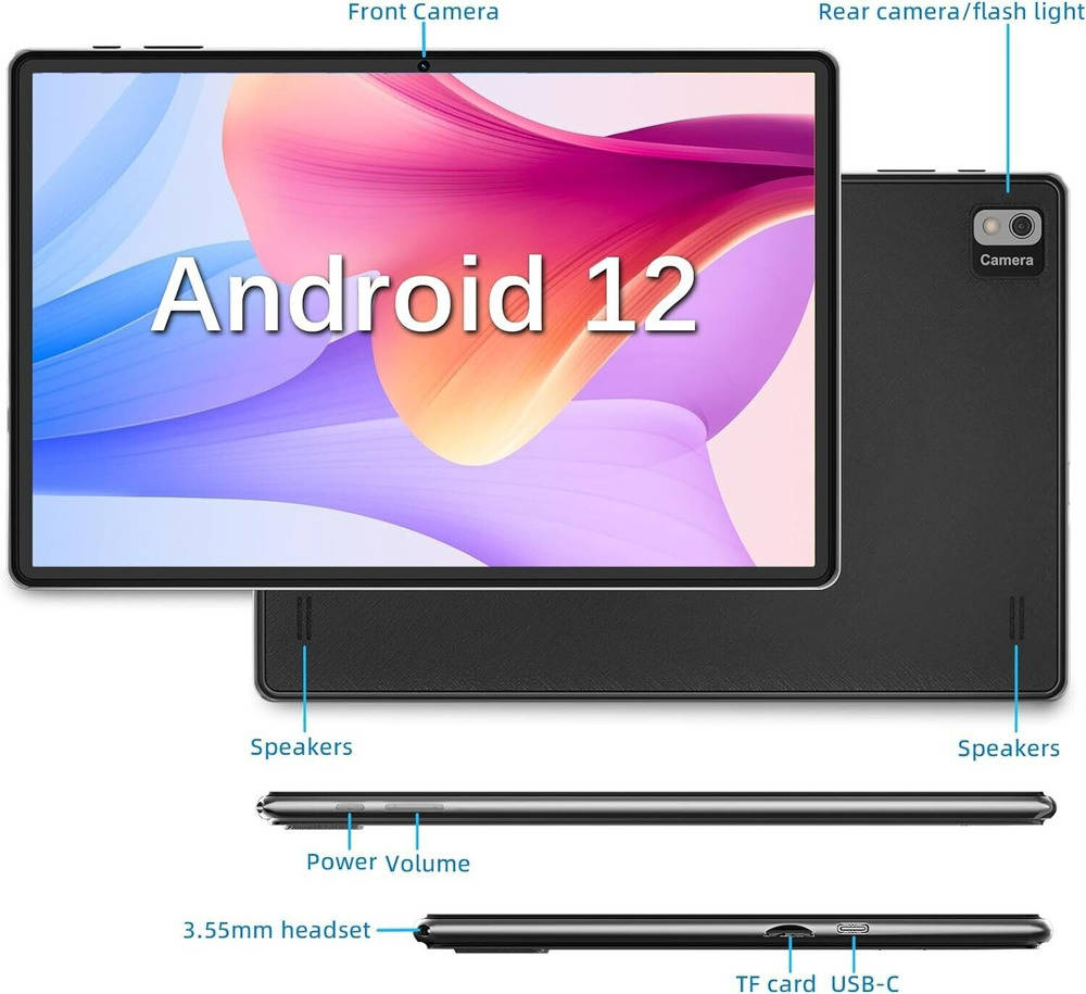 Android 13 Tablet T618 with 4GB RAM, 64GB Storage, Dual Camera, and 6000mAh Battery