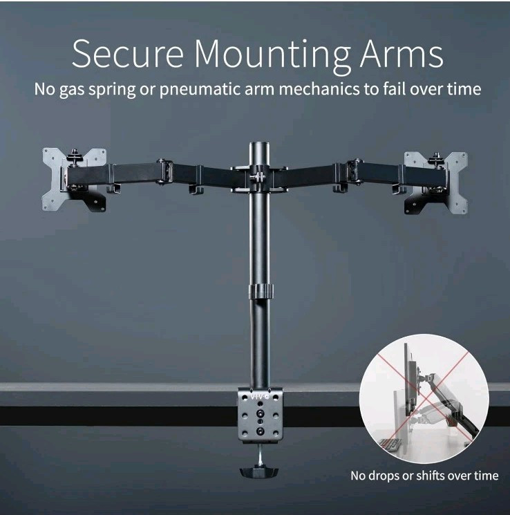 VIVO Dual Monitor Desk Mount - Heavy Duty Adjustable Steel Stand