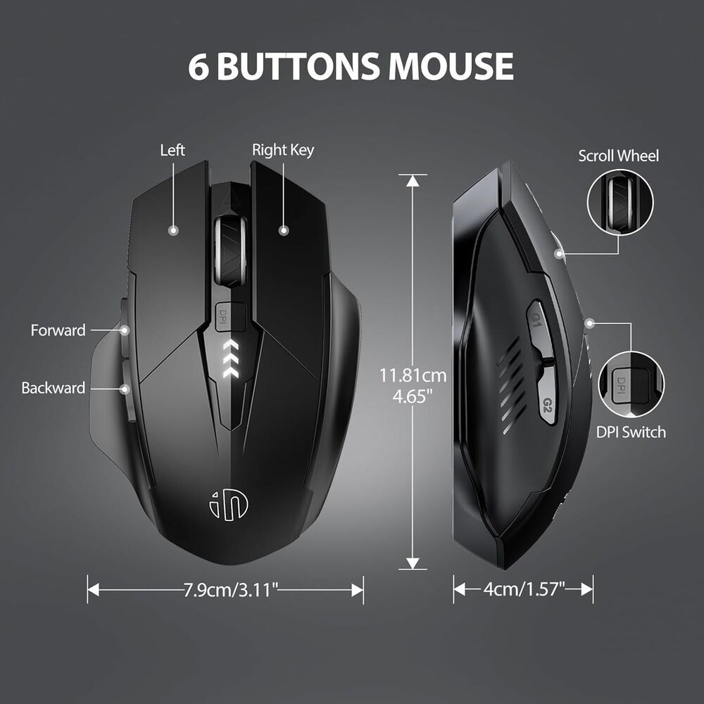 INPHIC Rechargeable 2.4G Optical Wireless Mouse with USB Nano Receiver