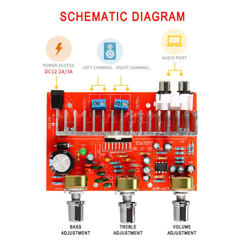 High Power 40W+40W Car Stereo Amplifier Board DX-7377