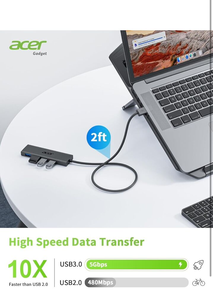 4-Port USB 3.0 Hub with USB-C for Laptops