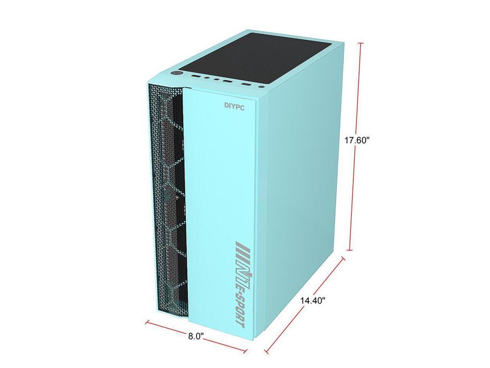 DIYPC Green USB 3.0 Steel Tempered Glass ATX Mid Tower Gaming PC Case