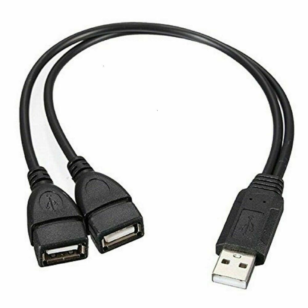 USB 2.0 A Male to Dual Female Y Splitter Hub Adapter Cable