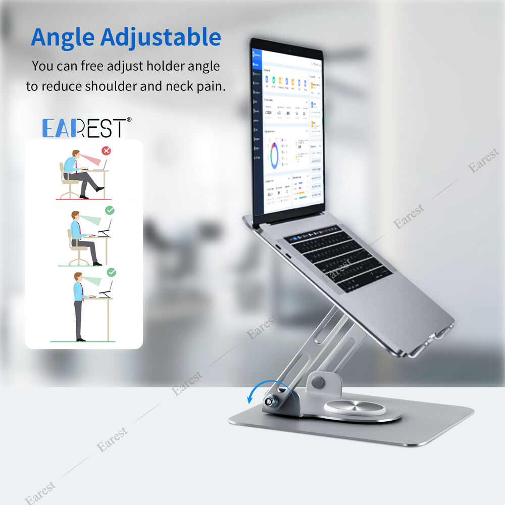 360° Rotating Adjustable Metal Laptop Stand - Ergonomic and Durable