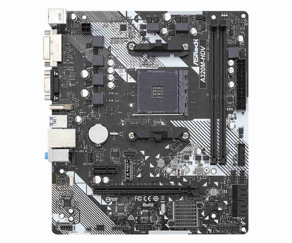 ASRock A320M-HDV R4.0 AM4 M-ATX Motherboard with Ultra M.2 and USB 3.1