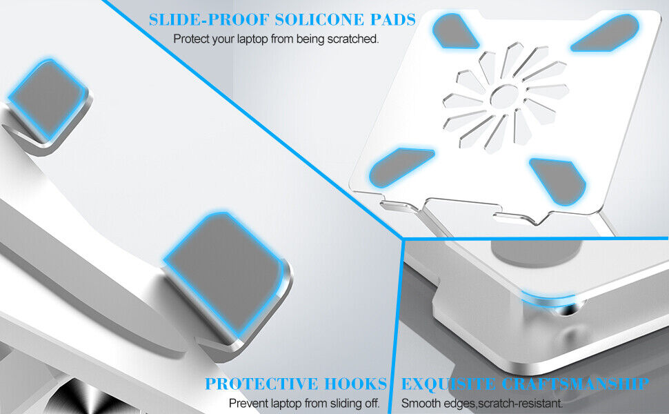 Ergonomic Aluminum Laptop Stand for Desk, Adjustable up to 14 Inches