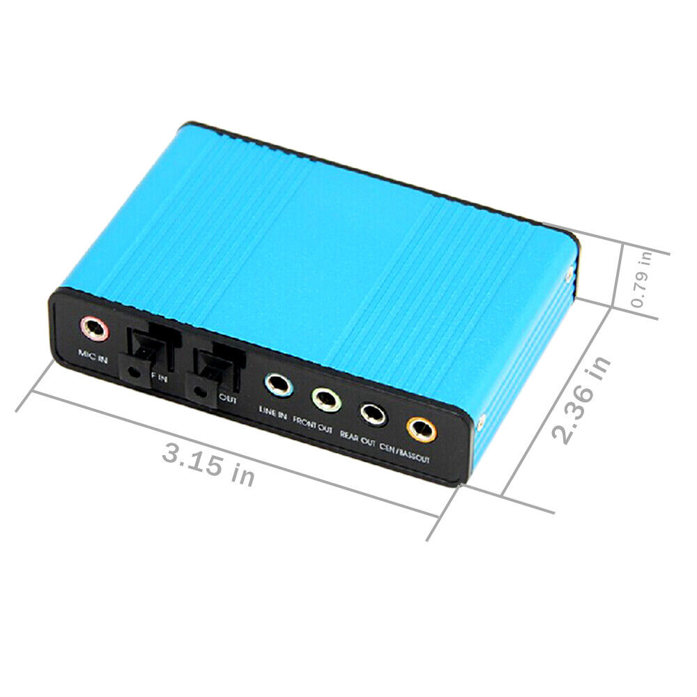6 Channel 5.1 USB Sound Card Adapter with Optical Audio for Laptops and Notebooks