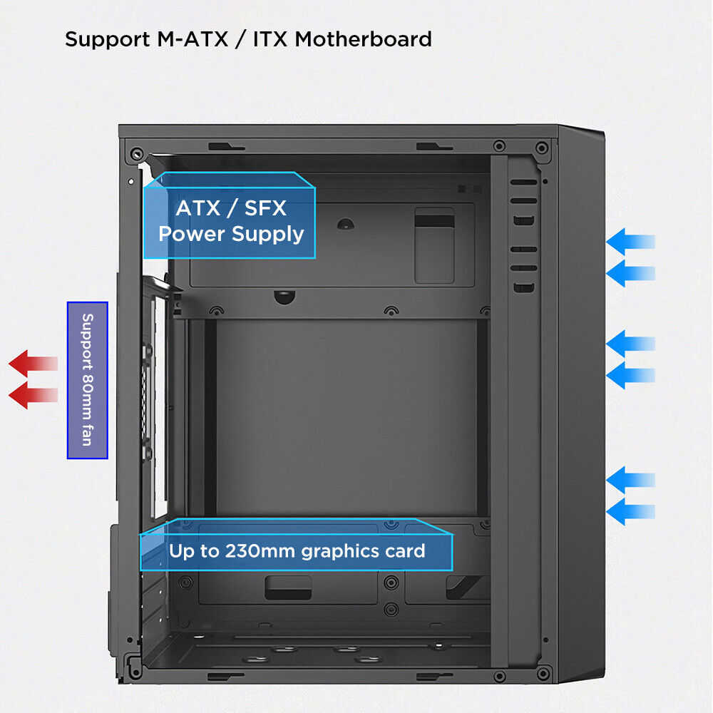 Compact Micro ATX Gaming and Office PC Case