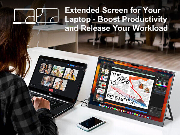 18.5" 1080p 100Hz USB-C Portable Gaming Monitor with VESA