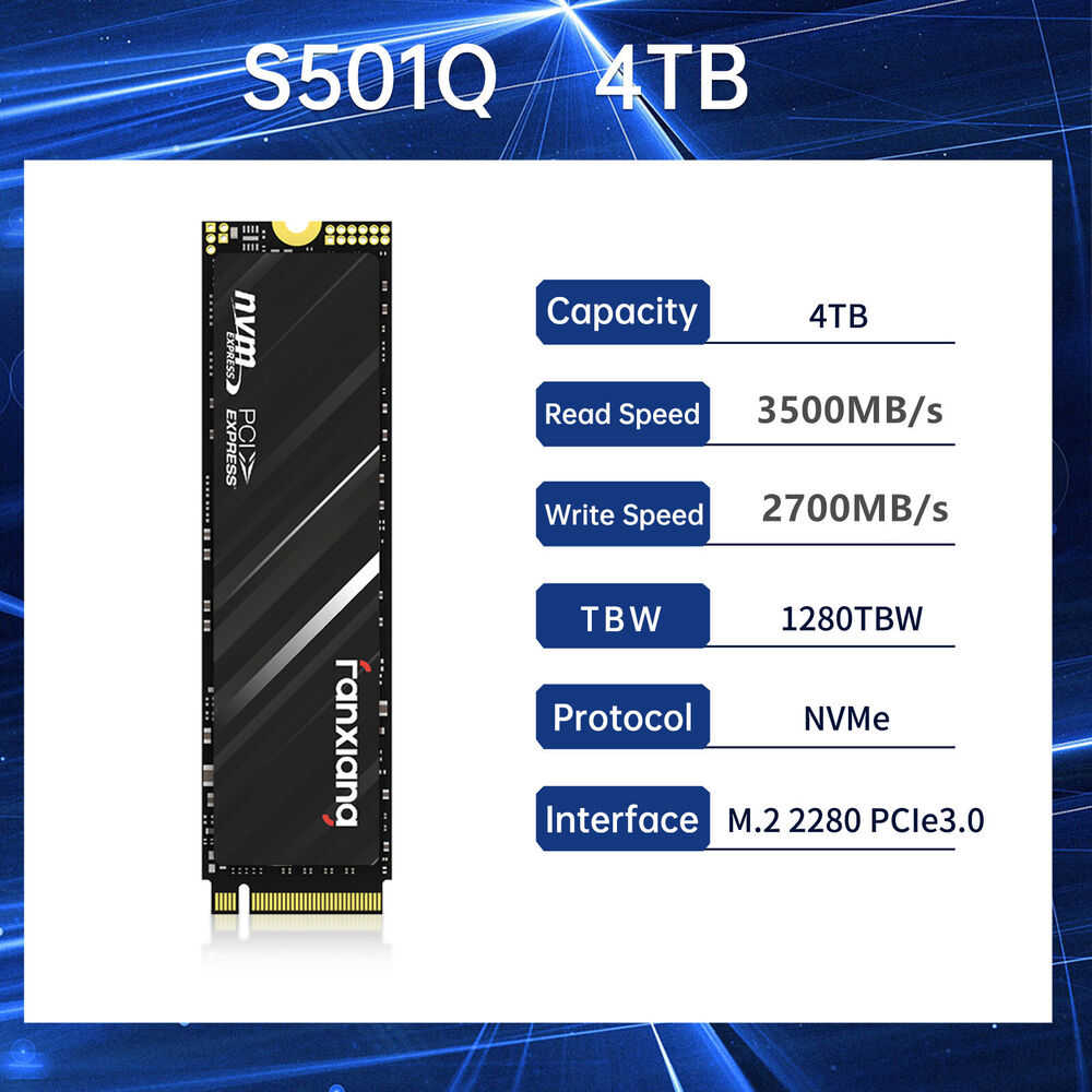 Fanxiang 4TB M.2 NVMe SSD PCIe Gen 3 X4 High-Speed Internal Storage Drive