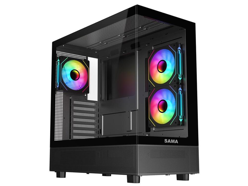 Sama Neview 4361 Black ATX Mid Tower Gaming PC Case with 3 x 120mm ARGB Fans