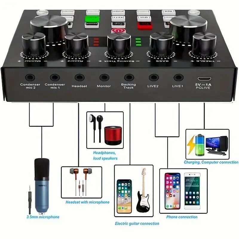 High-Quality USB External Sound Card for Live Broadcasts