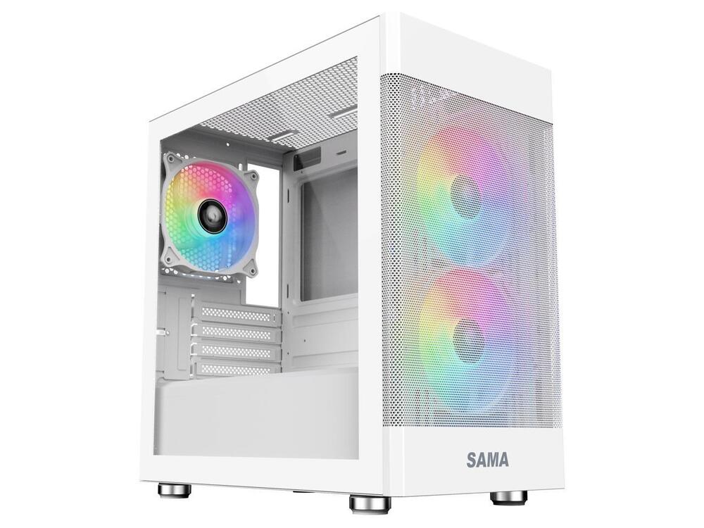 Sama ARGB-Q5-W White USB 3.0 Tempered Glass Micro ATX Tower Gaming Case