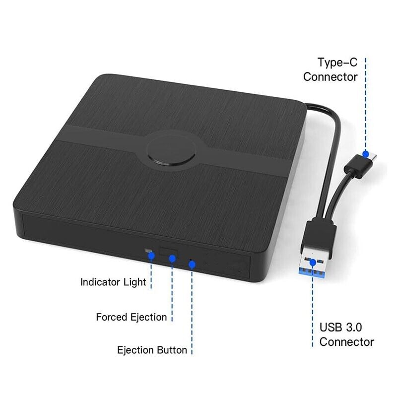External Blu-ray Drive with USB 3.0 and Type-C Connectivity