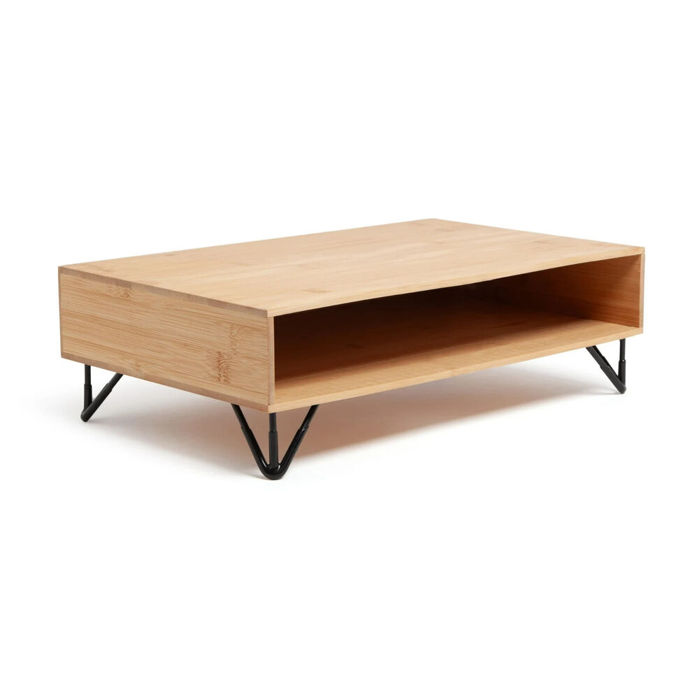 U Brands Verona Bamboo Desk Monitor Stand with Storage