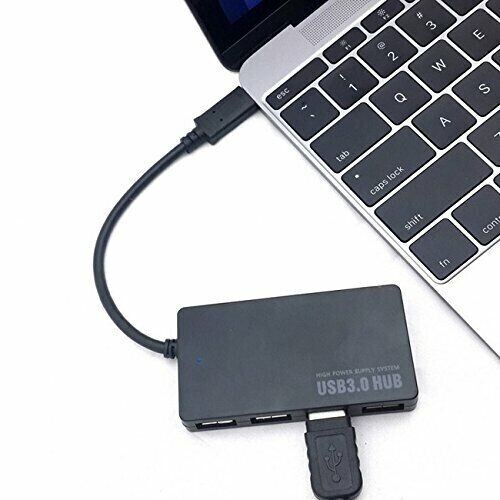 4 Port USB 3.0 Hub with Power Adapter for Enhanced Connectivity