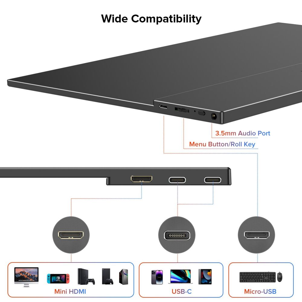 15.6" Full HD Touch Screen Gaming Monitor with HDMI and USB-C