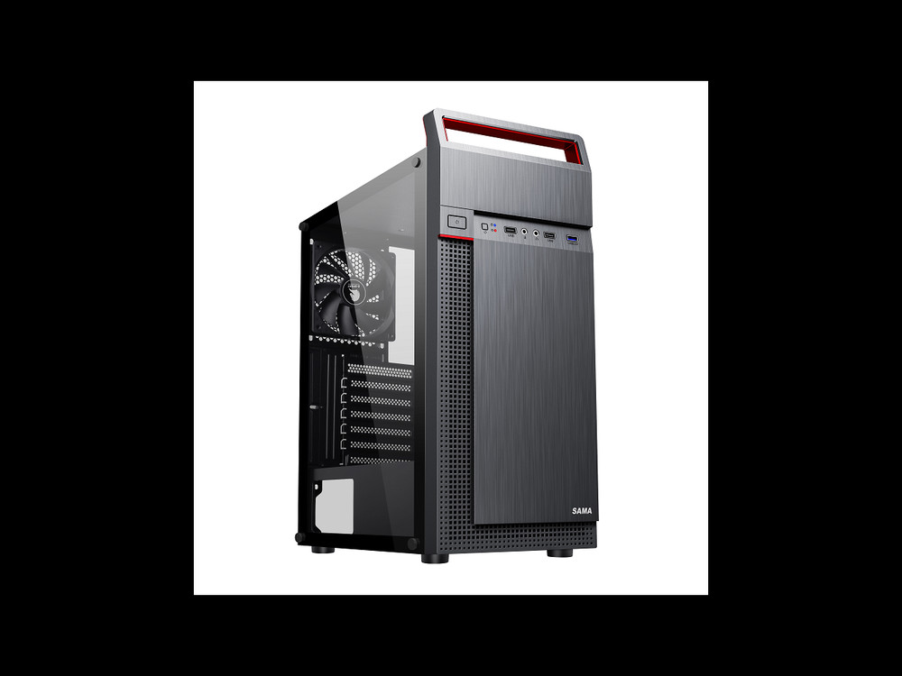 SAMA S88-TG Black Steel Mid Tower Gaming Computer Case with Tempered Glass