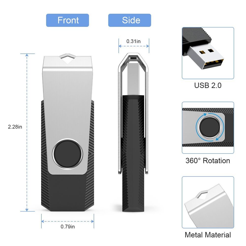 High-Capacity USB 2.0 Flash Drives - 2GB to 128GB Options