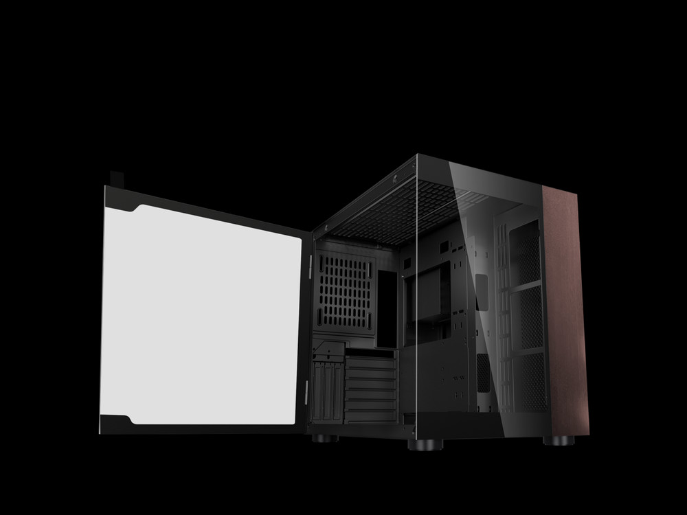 DIYPC DIY-CUBE10-Wood Black Gaming Computer Case with USB 3.0/Type C