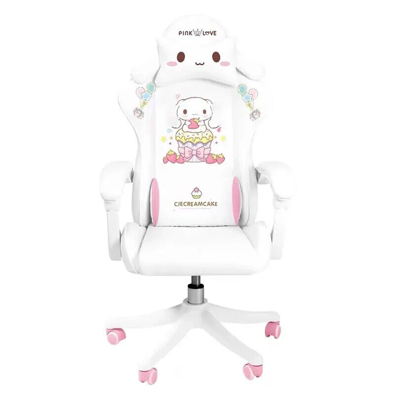 Ergonomic Pink Gaming Chair with Swivel and Lift Features