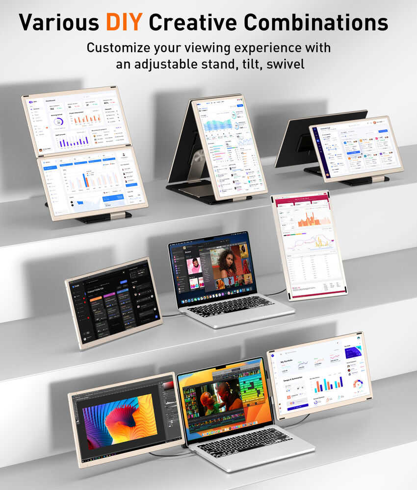 15.6" FHD 1080P IPS Triple Portable Monitor - Secondhand Laptop Screen Extender
