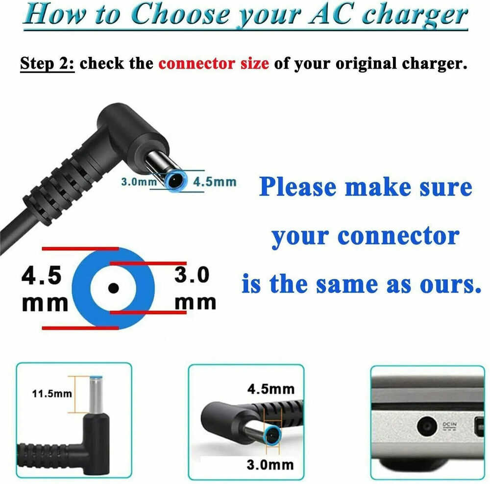 HP Power Adapter Converter Cable - 7.4mm to 4.5mm Blue Small Tip