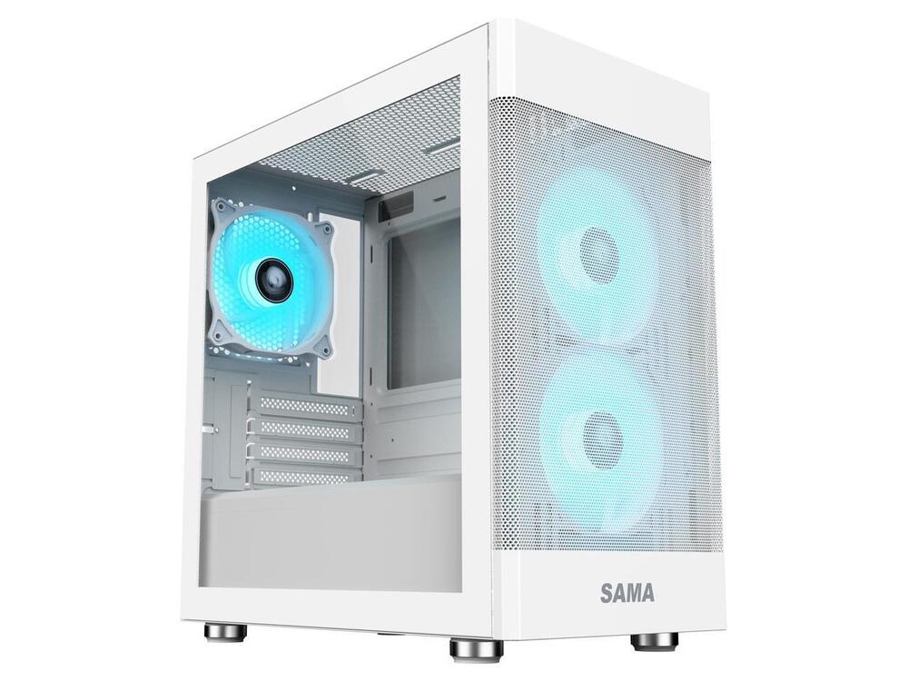 Sama ARGB-Q5-W White USB 3.0 Tempered Glass Micro ATX Tower Gaming Case
