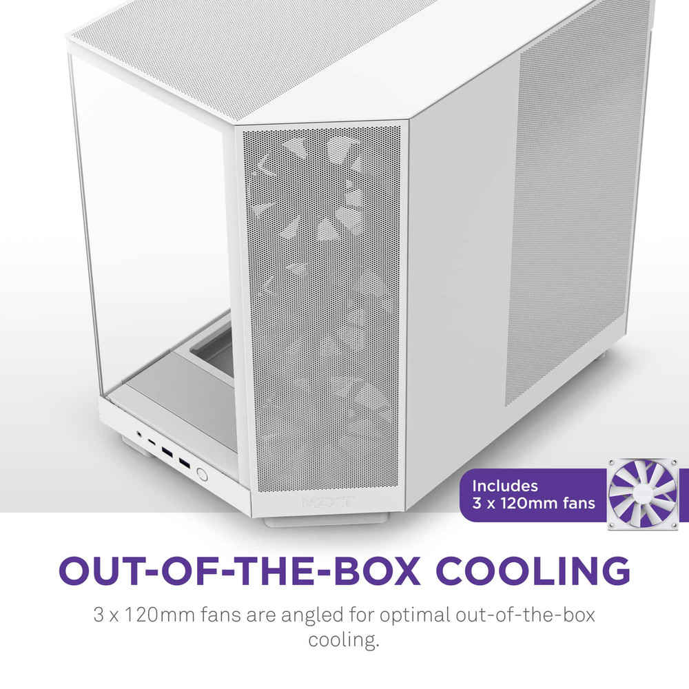 NZXT H6 Flow ATX Mid-Tower PC Case - Dual Chamber Design, White