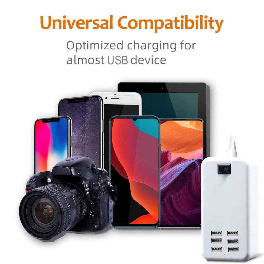 6 Port USB Hub Fast Charging Station