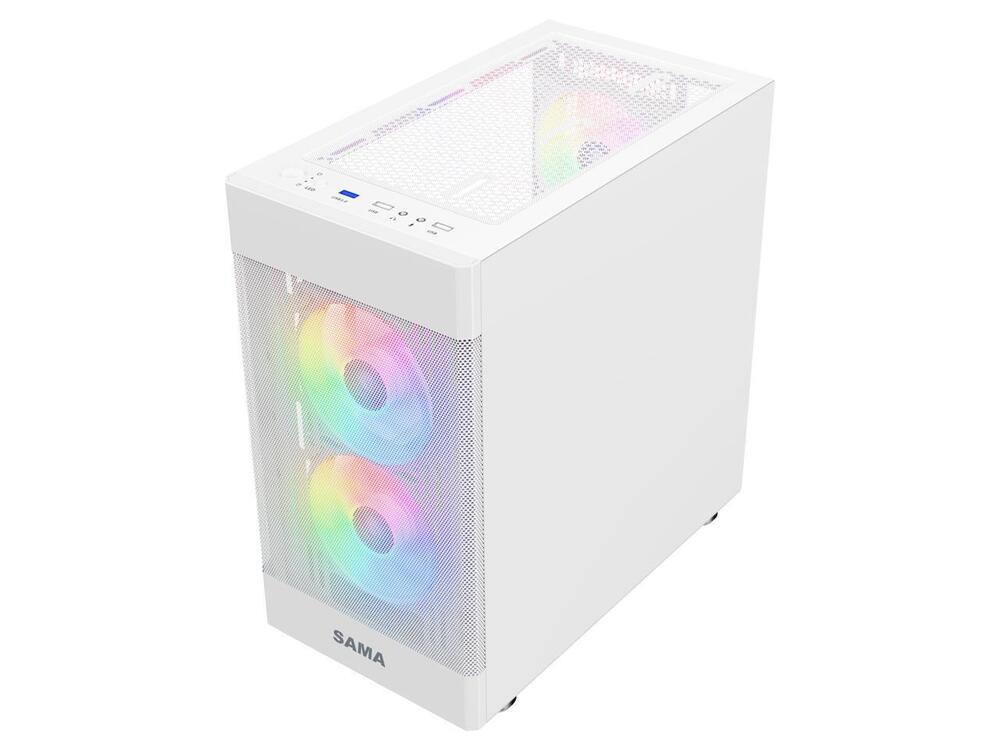 Sama ARGB-Q5-W White USB 3.0 Tempered Glass Micro ATX Tower Gaming Case