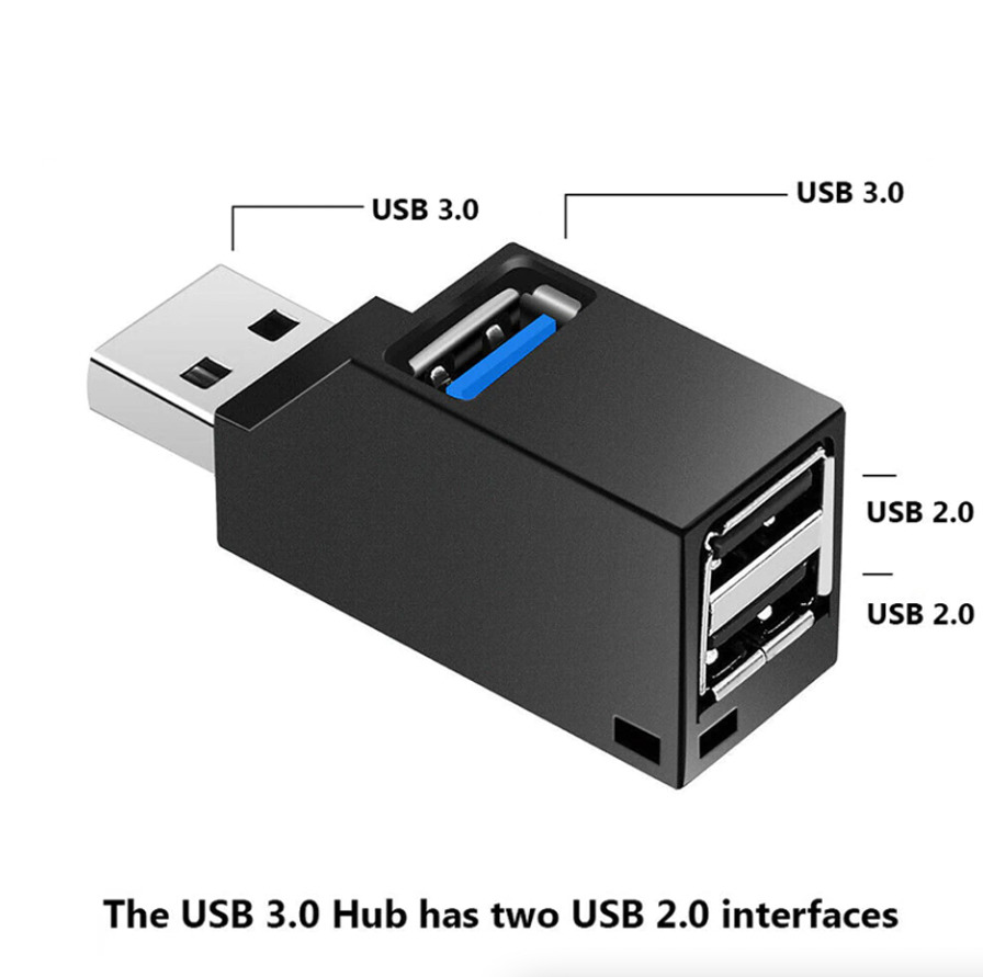 3 Port USB 3.0 Hub - High-Speed Portable Splitter for Multiple Devices