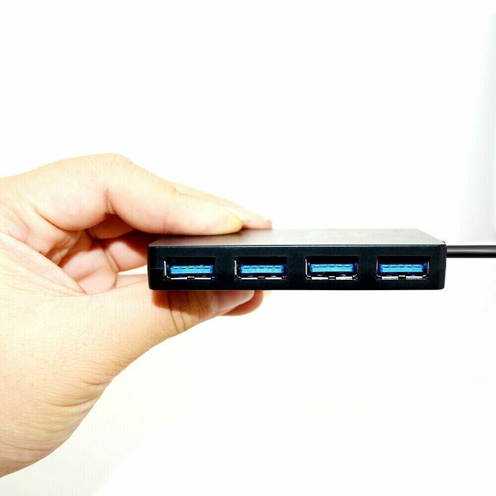 4 Port USB 3.0 Hub with Power Adapter for Enhanced Connectivity