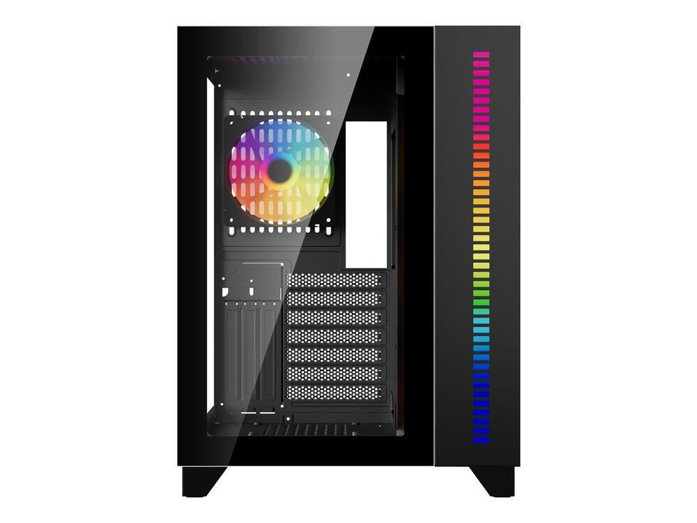 DIYPC ARGB-Q10-BK Black USB 3.0 ATX Mid Tower Gaming Computer Case with Dual Tempered Glass