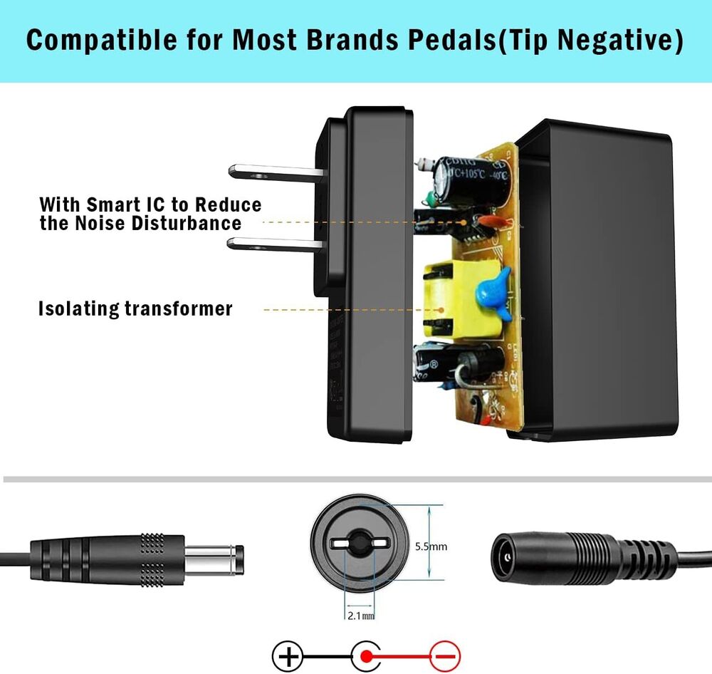 9V Guitar Pedal Power Supply Adapter with 4 Way Cables