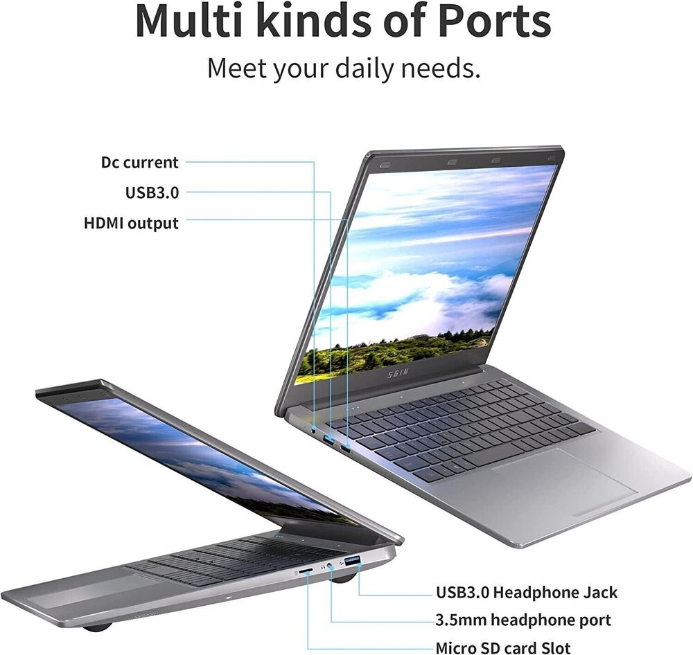 SGIN 15.6 Inch Laptop with 4GB RAM and 128GB SSD