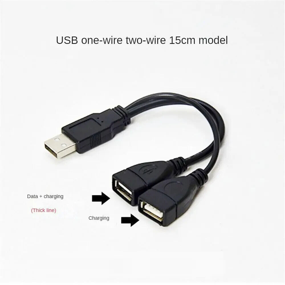 2-Pack USB 2.0 Male to Dual Female Y Splitter Adapter Cable
