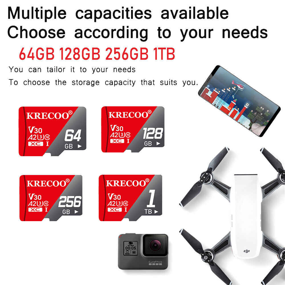 High-Speed Micro SD Card with Adapter - 128GB, 256GB, 1TB Options