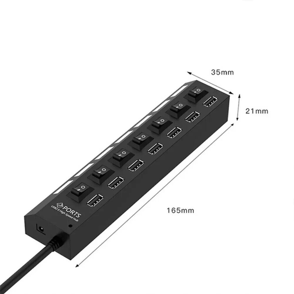 7 Port High-Speed USB 2.0/3.0 Hub Splitter Adapter for Multiple Devices