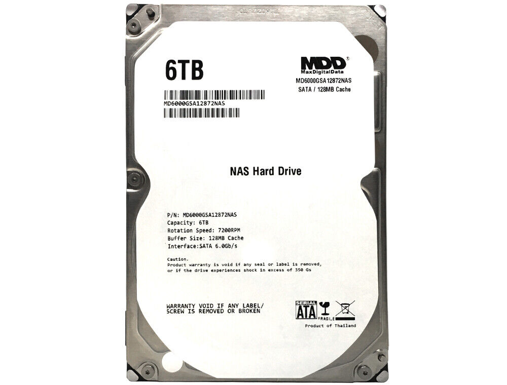 6TB 7200RPM SATA 6.0Gb/s Hard Drive with 128MB Cache for NAS Storage