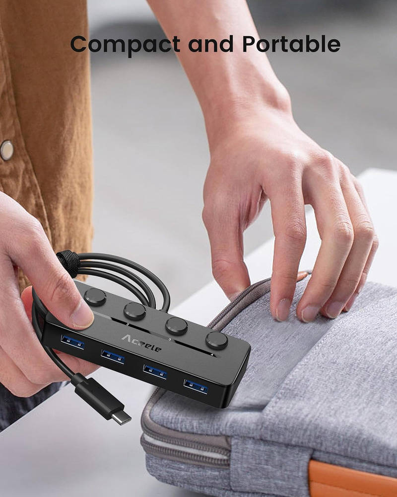 Aceele USB C Hub - Expand Your Connectivity with 4 USB 3.0 Ports